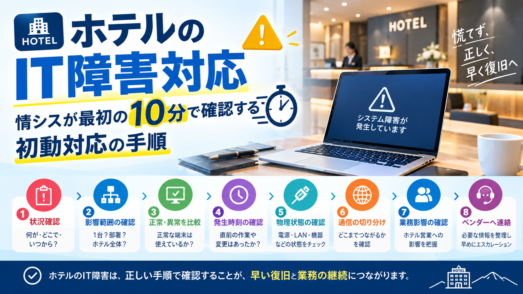 ホテルIT障害対応、最初の10分